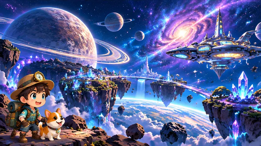 Cosmic Frontier, outer-space landscape with distant planets